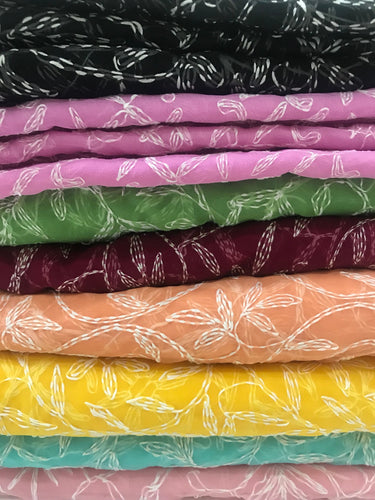 Lucknawi chikan saree with hand embroidered tepchi work | Ships from California
